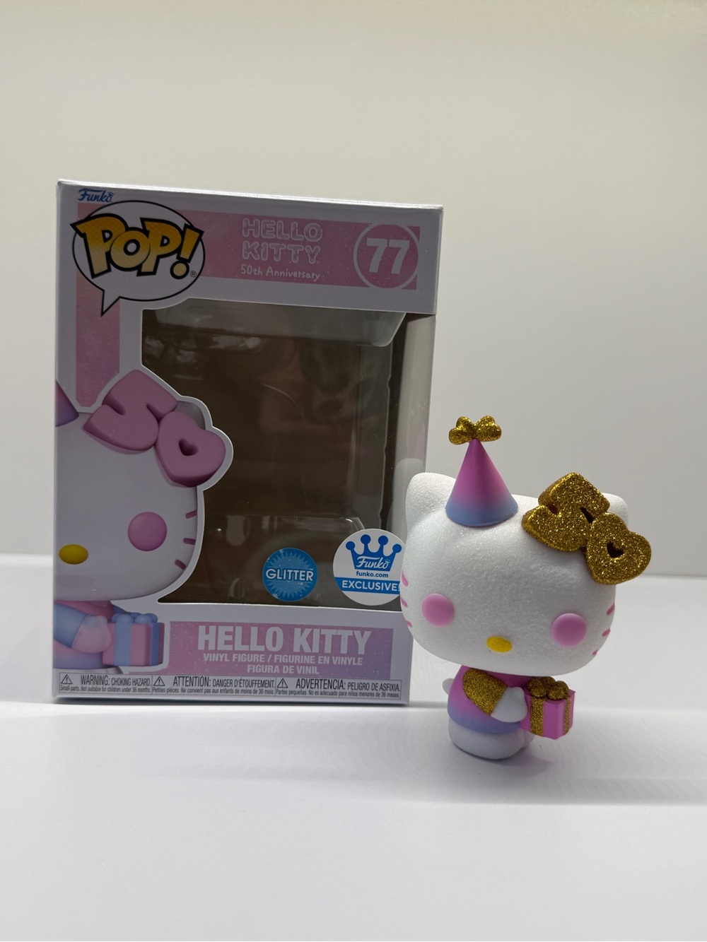 Funko Hello Kitty 50th Anniversary Glitter Figure - White, Pink & Gold